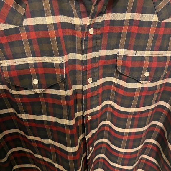 Ely Cattlemen - Mens XL - Pearl Snap - Red & Blue -  Button-up Western Shirt - Picture 7 of 12